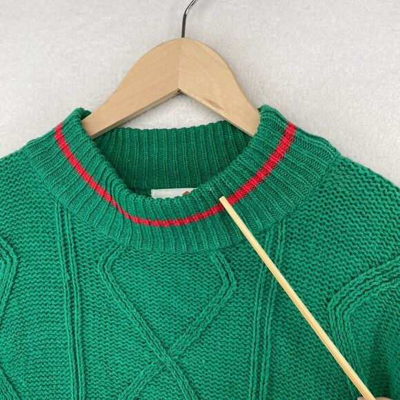 FRENCH NAVY Sweater Mens L Ramie Cotton Cable Jumper Pullover Green HK VTG - Picture 12 of 15